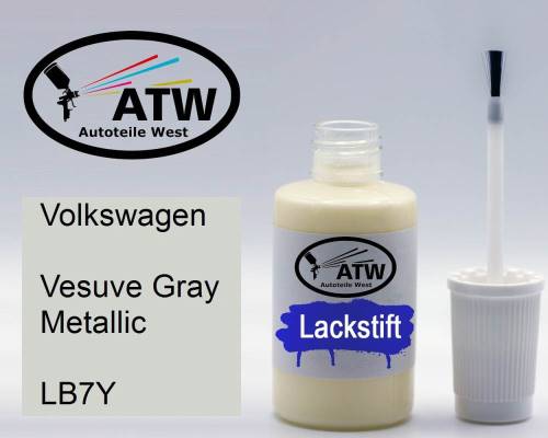 Volkswagen, Vesuve Gray Metallic, LB7Y: 20ml Lackstift, von ATW Autoteile West.